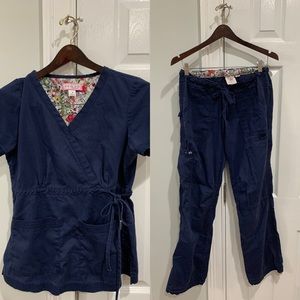 Koi Kathy Peterson Matching Scrub Set Top & Bottom